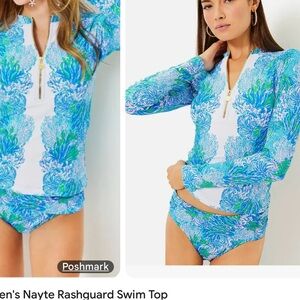Sale 🎉🎉🎉Lilly Pulitzer Blue and White Swim Coverup with Long Sleeves